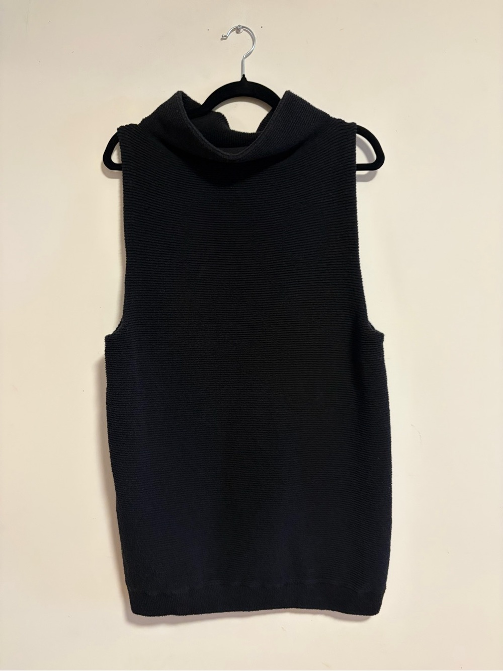Free People Black Sleeveless Mock Neck Textured Knit Sweater Top S
